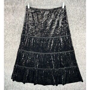 Susan Lawrence Women's Black Velvet Tiered Ruffle Maxi Size PL Whimsigoth